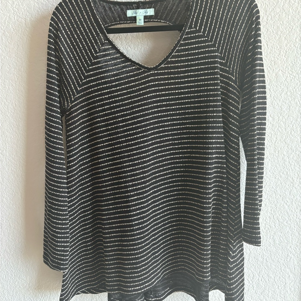 She + Sky Black and White Striped Tee